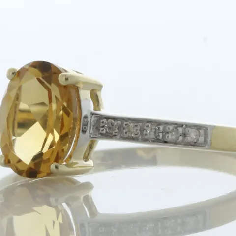 9ct Yellow Gold Diamond And Citrine Ring (C1.09) 0.04 Carats
