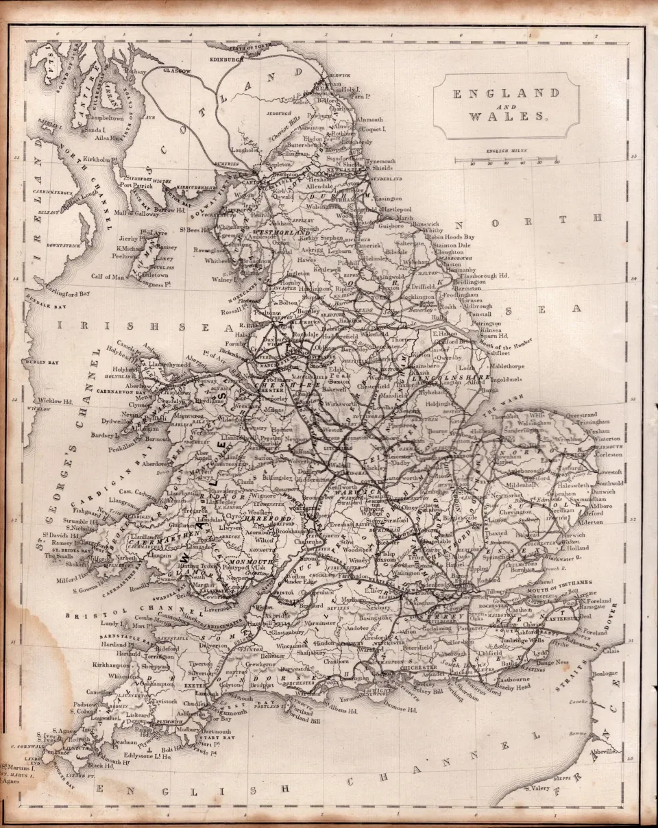 England & Wales  Steel Engraved Victorian Thomas Moule Antique Map.