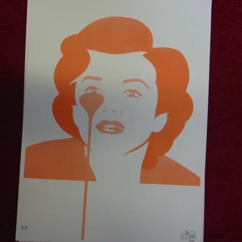 Pure Evil Signed Limited Edition Art Car Boot Fair x/100 50 x 35cm Orange Marilyn Monroe