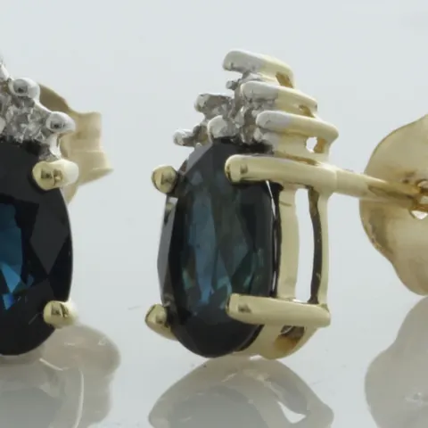 9ct Yellow Gold Diamond And Sapphire Earring (S1.14) 0.02 Carats