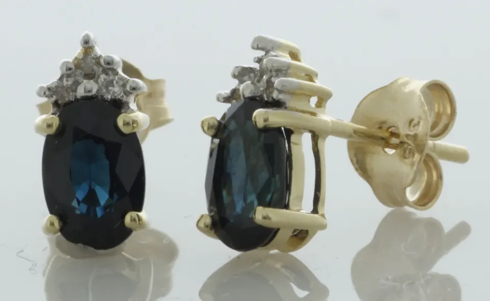9ct Yellow Gold Diamond And Sapphire Earring (S1.14) 0.02 Carats