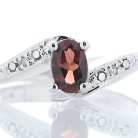 9ct White Gold Diamond And Garnet Ring (G0.50) 0.01 Carats