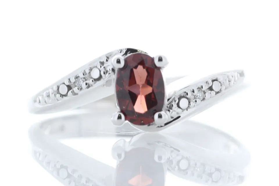 9ct White Gold Diamond And Garnet Ring (G0.50) 0.01 Carats