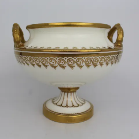 19th c. White & Gilt Two Handled Porcelain Urn