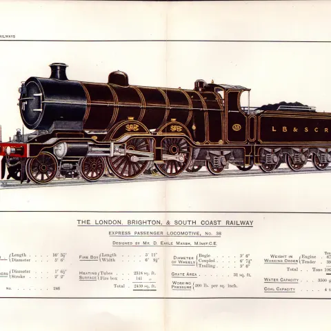 London Brighton & South Coast Railway Antique Book Plate.
