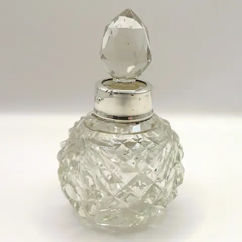 Antique Sterling Silver Cut Glass Perfume Bottle