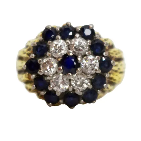 Sapphire & Diamond 18ct Cluster Ring