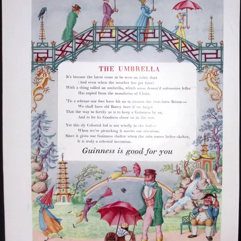 Guinness 70 Years-Old Advert 1955 The Umbrella G.E.2568-B