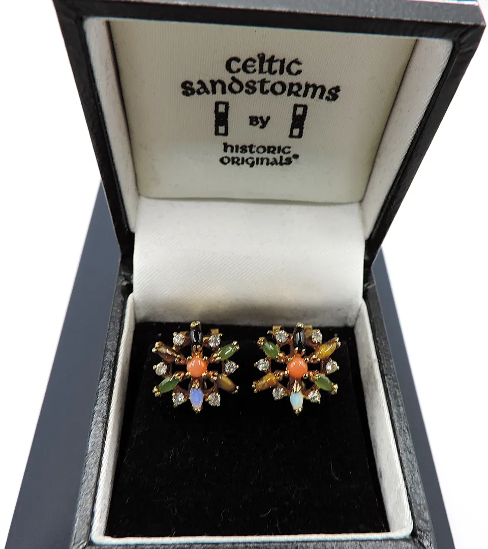 Celtic Sandstorms Gemstone Earrings New With Gift Box