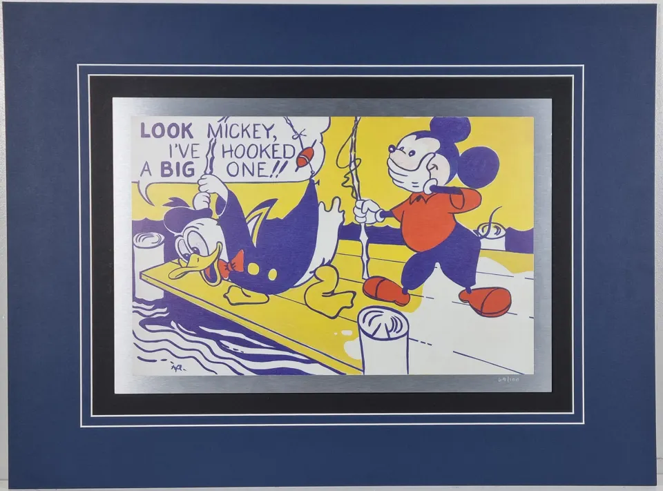 Rare Roy Lichtenstein "Look Mickey, 1961" Limited Edition On Metal.