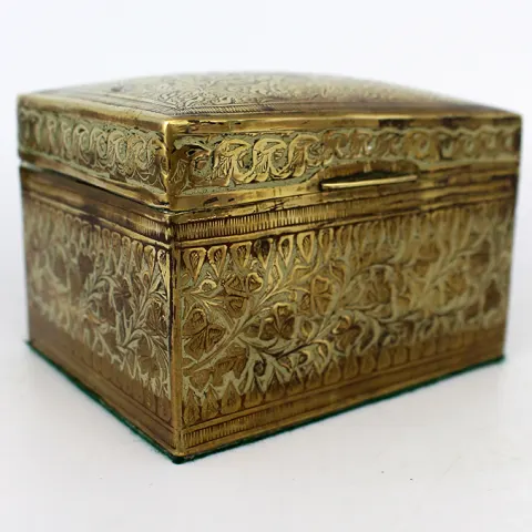 Antique Brass Engraved Brass Casket