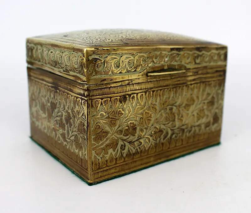 Antique Brass Engraved Brass Casket