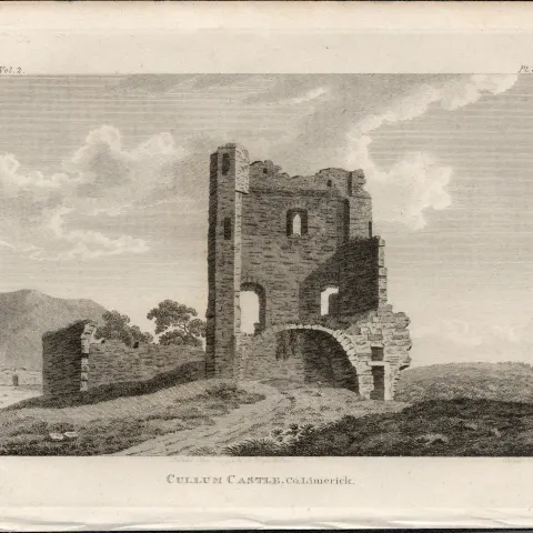 Cullum Castle Co Limerick Rare 1791 Francis Grose Antique Print.