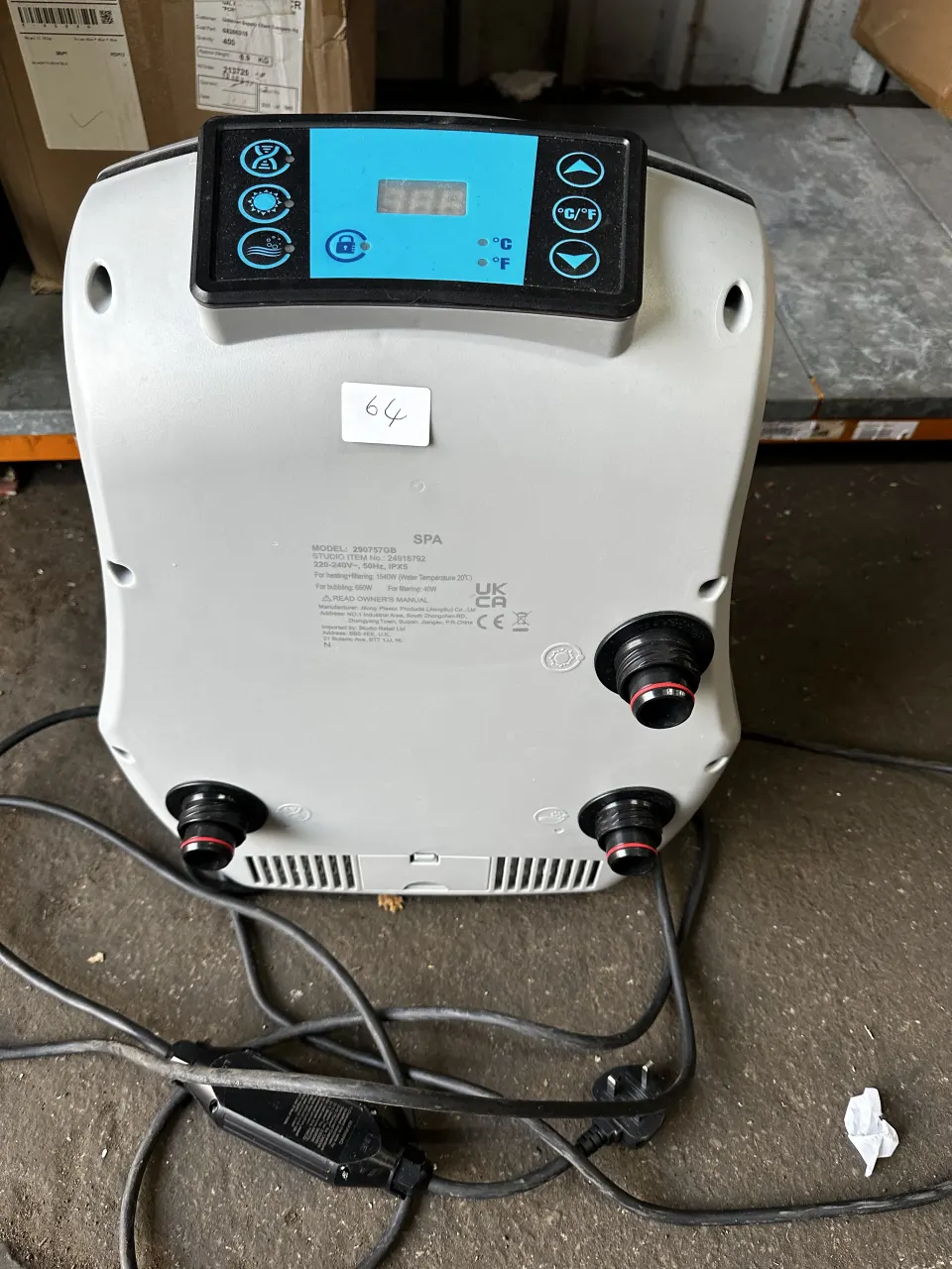 STUDIO SPA PUMP AND HEATER. EST £100 - GRADE U