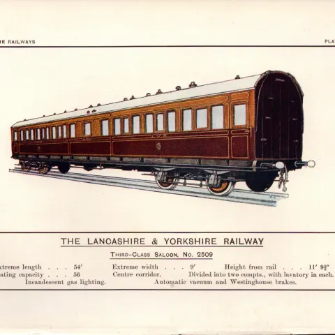 Lancashire & Yorkshire Railway Carriage No 2509 Train Antique Book Plate.