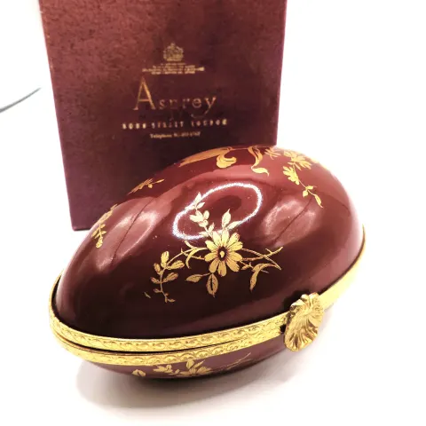 Vintage Limoges Dubarry Porcelain De France Egg In Asprey Gift Box