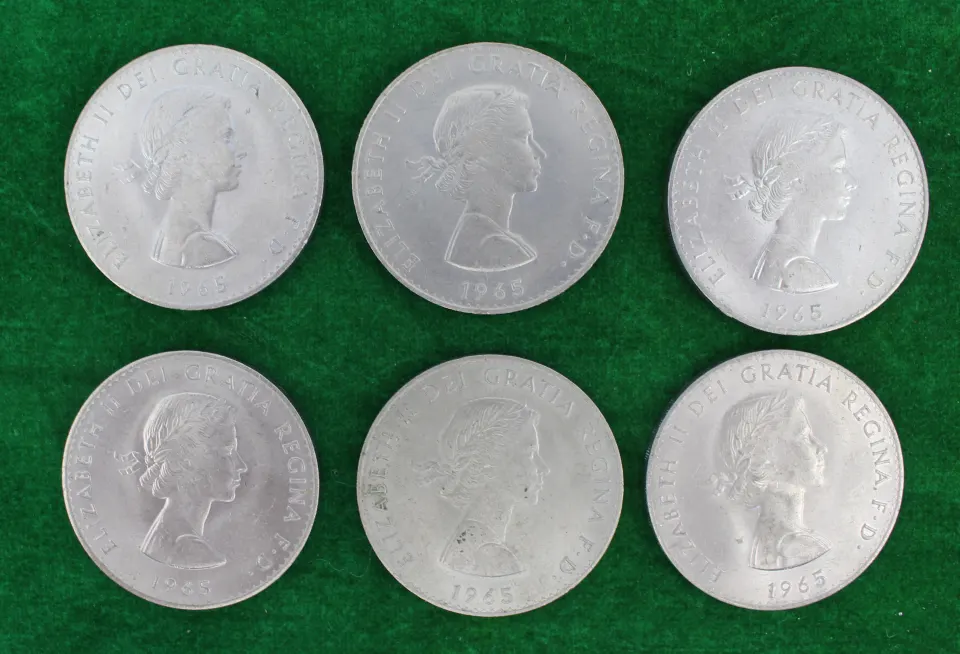 Collection of 6 Commemorative Churchill Crown Coins 1965