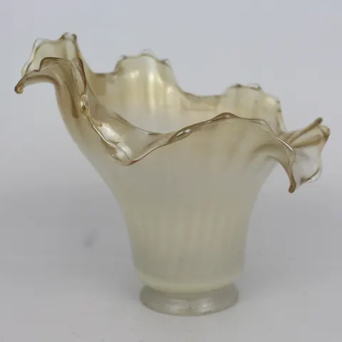 3 x Vintage Angled Ruffled Glass Lampshades