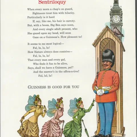 Guinness 1962 Original Print Sentriloguy-G.E.This Print Is Over 60 Years Old And Is Not A Modern