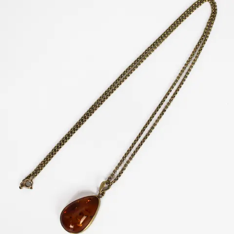 Amber Pendant on Gold Chain