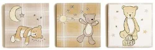 Bear Hugs Canvas Set of 3, Multi-Colour, 20 x 60 L24