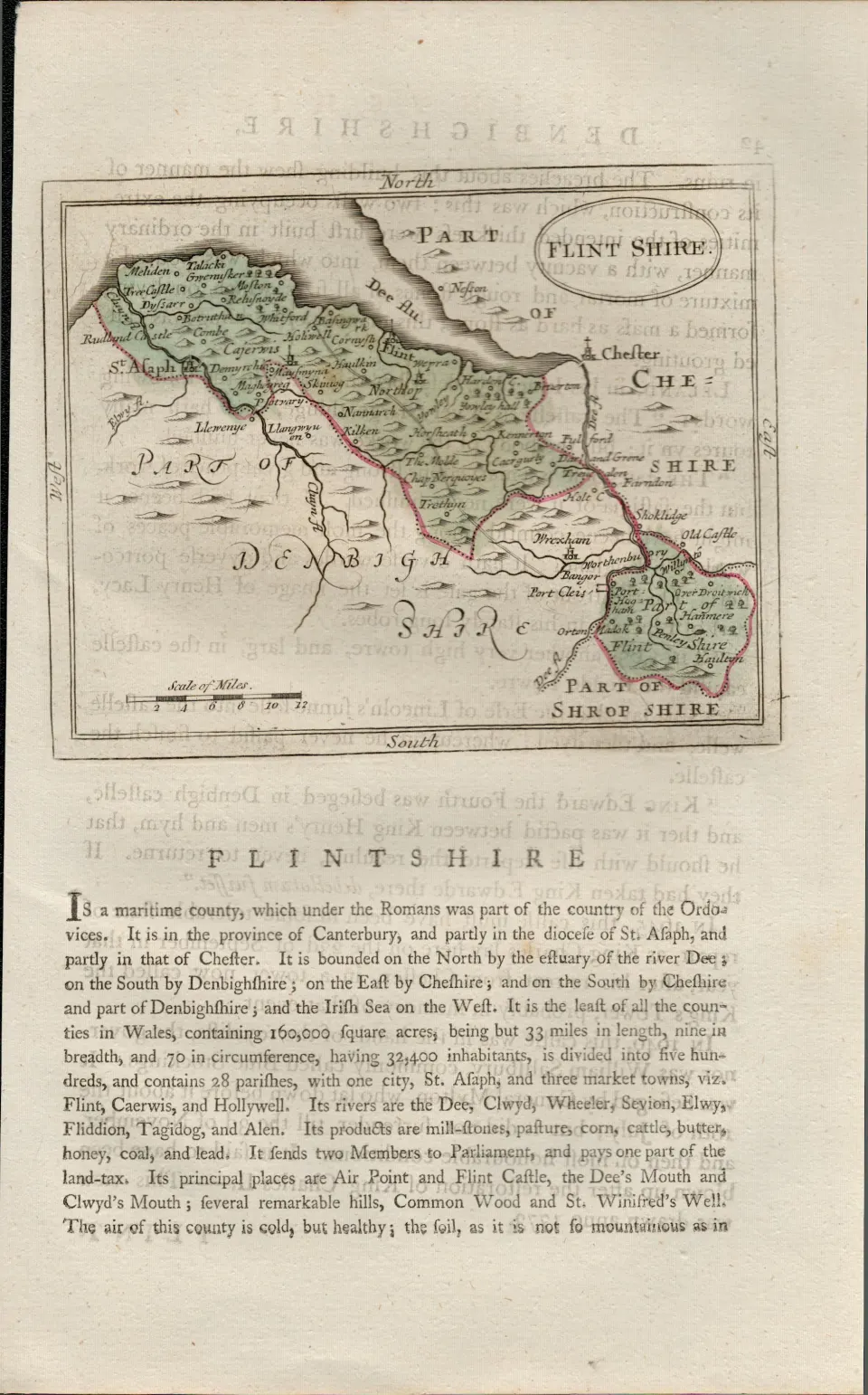 Wales Flintshire Antique c1783 F Grose Copper Coloured George III Map.