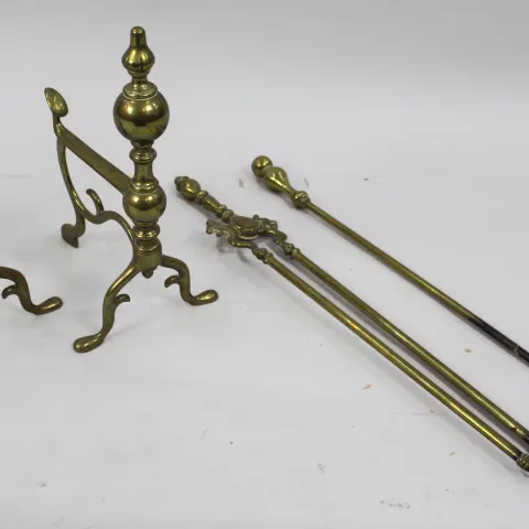 Antique Brass Fire Dogs & Irons
