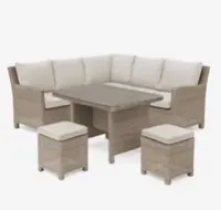 John Lewis Rye 7-Seater Corner Garden Sofa with Dining / Lounging Table & 2 Footstools Set, Natural