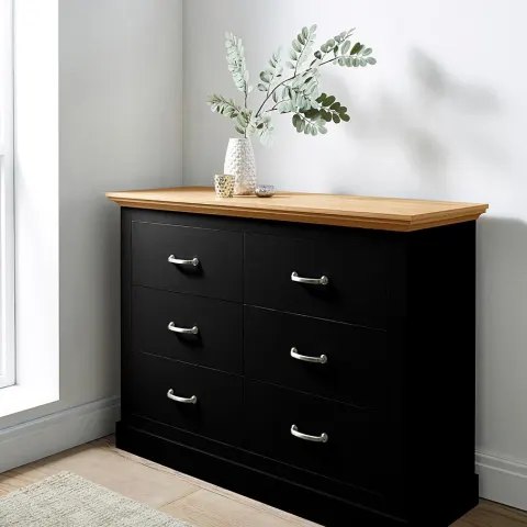 (21/Mez) RRP £300. Ashford 6 Drawer Wide Chest. (H81x W110x D40cm).
