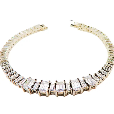 Sterling Silver 27 Carat White Gemstone Bracelet