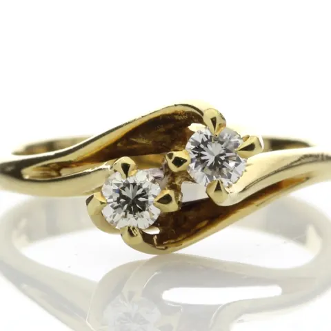 18ct Two Stone Cross Over Claw Set Diamond Ring 0.47 Carats