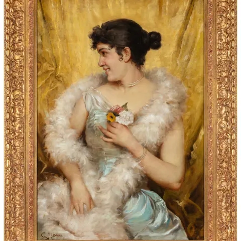 Portrait Painting of a Young Beauty Oil on Canvas by G. J. S. Bary c.1900