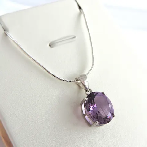 925 Silver 3.2 Carat Amethyst Pendant Necklace