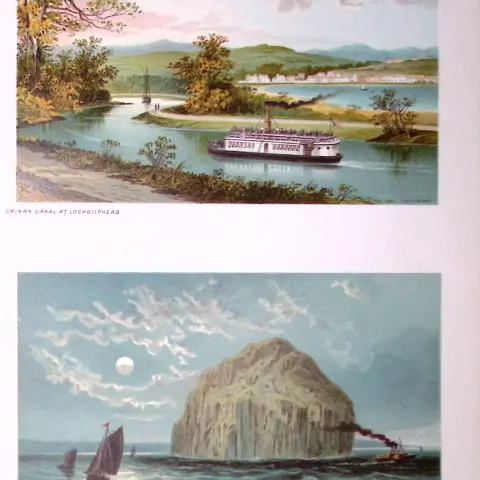 Scotland Ailsa Craig & Lochgilphead Crinan Canal 1889 Antique Print-65