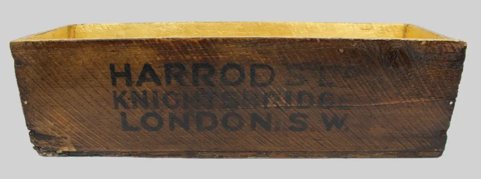 Vintage Refurbished Harrods Wood & Gilt Storage Box