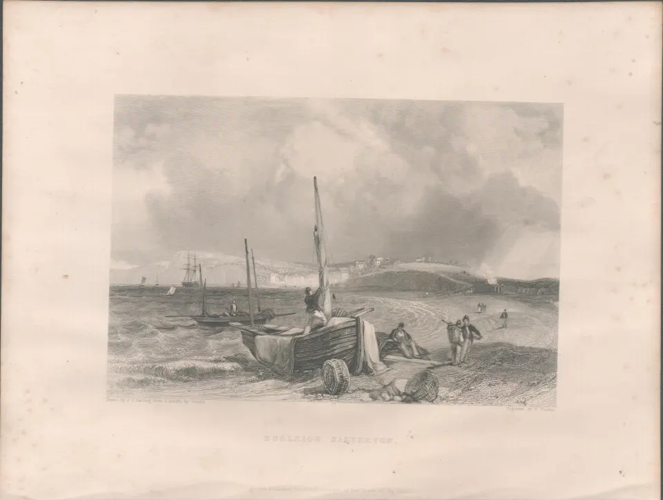 Budleigh Devon  Antique 1842 Steel Engraving.