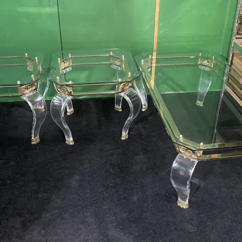 Set of Three Hollywood Regency Tables Coffee Tables and Two Lamp Tables