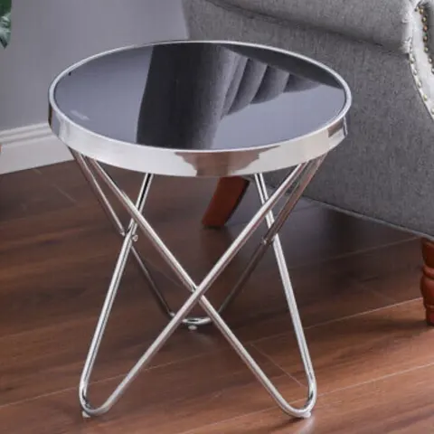 Chrome and Black Side Table