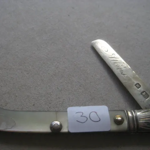Rare George III Scimitar Silver Bladed Folding Fruit Knife