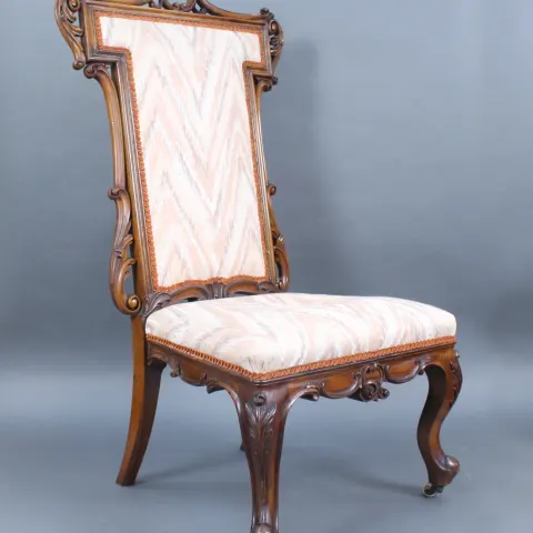 Victorian Carved Walnut Side Chair, England circa 1860