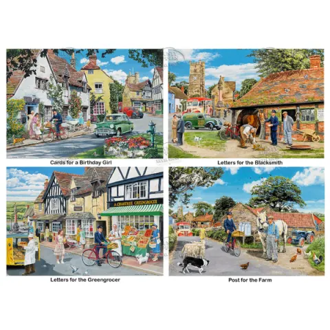 Nostalgic Scenes of a Village Postman Metal Wall Art
