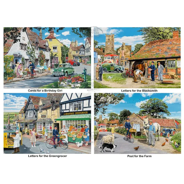 Nostalgic Scenes of a Village Postman Metal Wall Art