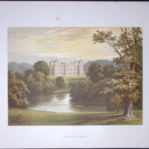 Kimberley Hall Norfolk 160 Years-Old Gilt-Edge Coloured Antique Book Plate-5