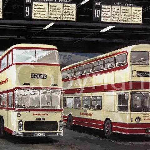 London Victoria Coach Station Bus To Blackpool Scene Metal Wall Art