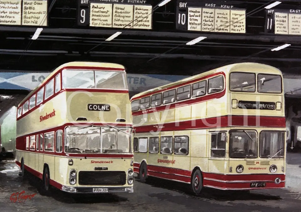 London Victoria Coach Station Bus To Blackpool Scene Metal Wall Art
