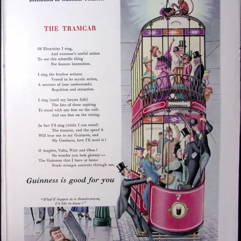 Guinness 69 Years-Old Advert 1956 The Tramcar G.E.2569-B