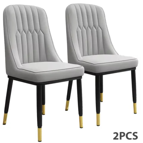 2pc Dining Chair PU Padded Seat Chair For Dining Room Bedroom Kitchen Chairs Metal Legs For Balcony