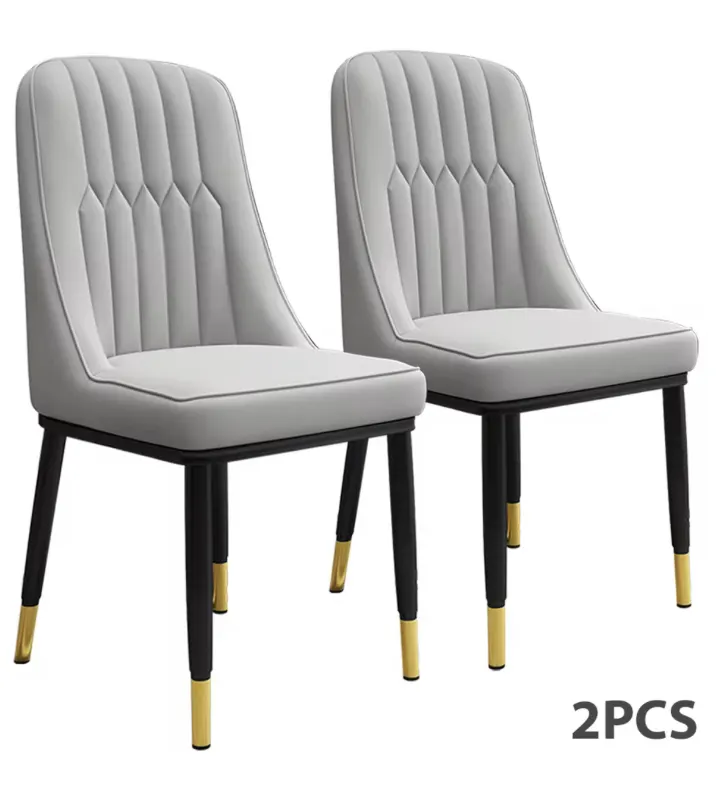 2pc dining chair PU Padded Seat chair for Dining Room Bedroom Kitchen Chairs Metal Legs For Balcony