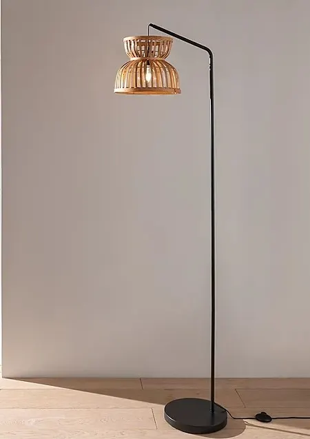 (124/6L) Lot RRP £110 – 2x Lighting Items. 1x Bamboo Hanging Floor Lamp Black RRP £50. 1x Black 5 L