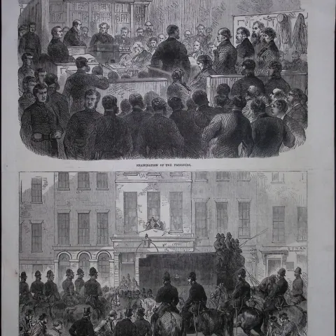 Irish Fenian Prisoners at The London Bow Street Police Court 1863 Woodcut.